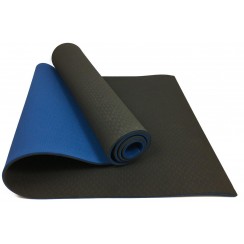 Коврик для йоги и фитнеса EasyFit TPE+TC 6 мм двухслойный черный-синий
