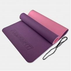 Коврик для йоги и фитнеса EasyFit TPE+TC 6 мм двухслойный фиолетовый-розовый
