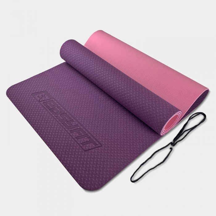 Коврик для йоги и фитнеса EasyFit TPE+TC 6 мм двухслойный фиолетовый-розовый