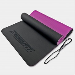 Коврик для йоги и фитнеса EasyFit TPE+TC 6 мм двухслойный черный-фиолетовый
