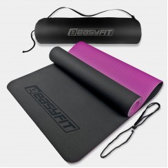 Коврик для йоги и фитнеса EasyFit TPE+TC 6 мм двухслойный + Чехол черный с фиолетовым
