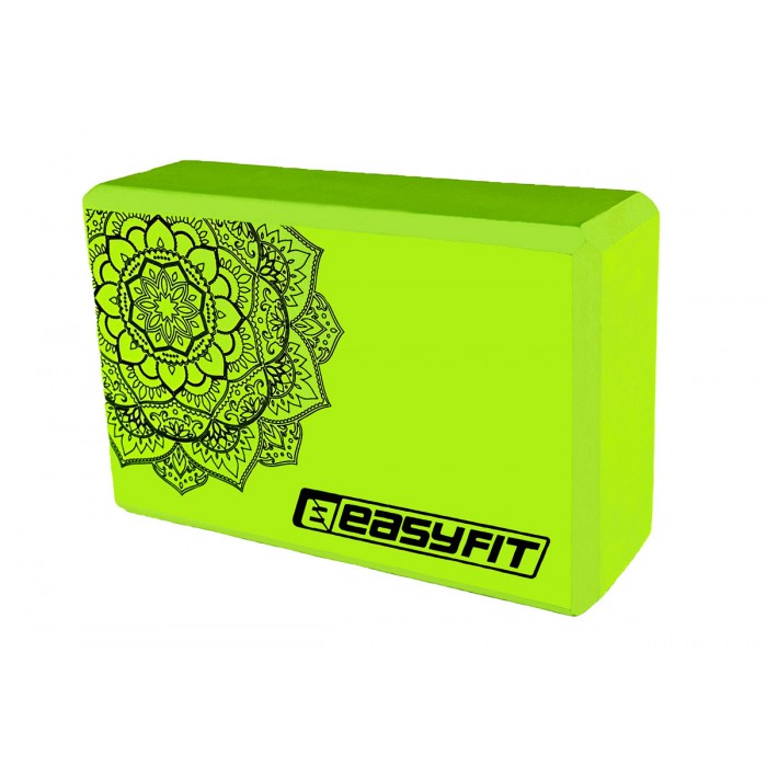 Блок для йоги EasyFit EVA с рисунком салатовый