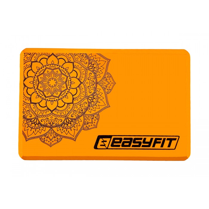 Блок для йоги EasyFit EVA с рисунком оранжевый