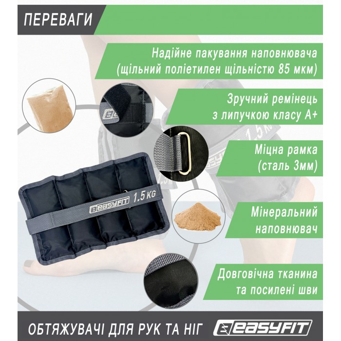 Утяжелители для ног и рук EasyFit 1.5 кг (пара)