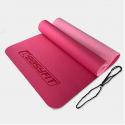 Коврик для йоги и фитнеса EasyFit TPE+TC 6 мм двухслойный розовый-св.розовый