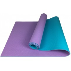 Коврик для йоги и фитнеса EasyFit TPE+TC 6 мм двухслойный фиолетовый-мятный