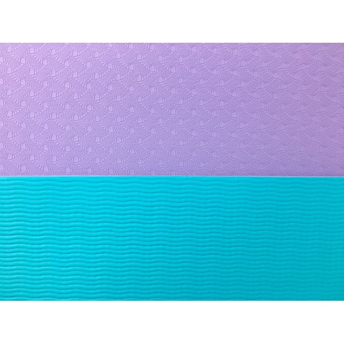 Килимок для йоги та фітнесу EasyFit TPE+TC 6мм двошаровий фіолетовий-м'ятний