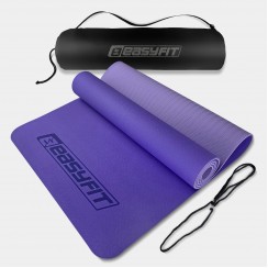 Коврик для йоги и фитнеса EasyFit TPE+TC 6 мм двухслойный + Чехол сиреневый cо св.сиреневым