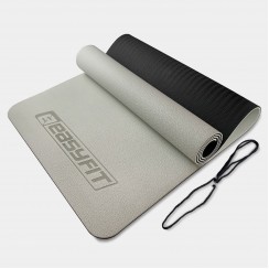 Коврик для йоги и фитнеса EasyFit TPE+TC 6 мм двухслойный серый-черный