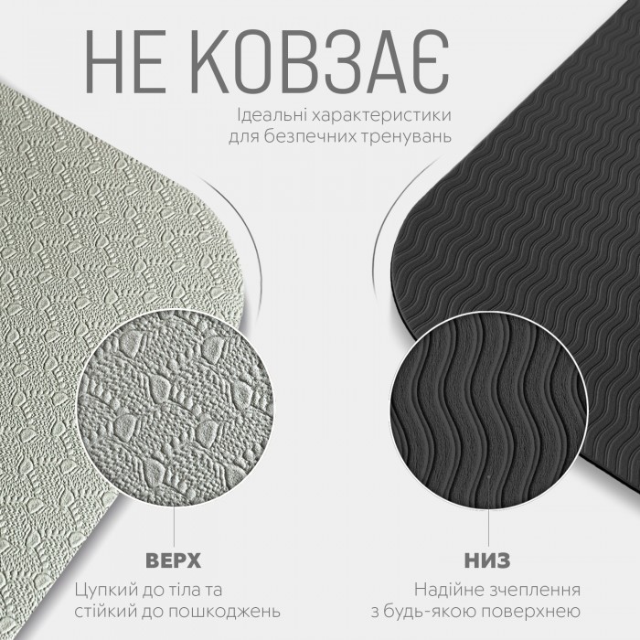 Коврик для йоги и фитнеса EasyFit TPE+TC 6 мм двухслойный серый-черный