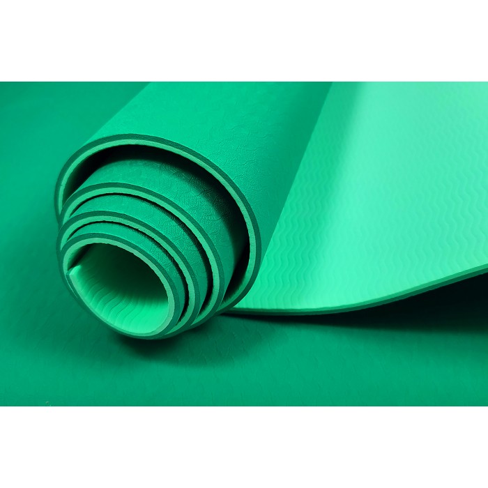 Коврик для йоги и фитнеса EasyFit TPE+TC 6 мм двухслойный зеленый-мятный