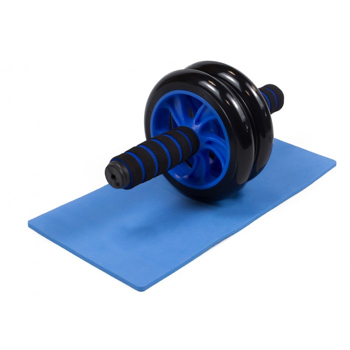 Ролик для пресса двойной EasyFit с ковриком Синий