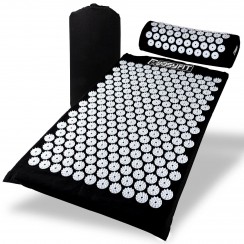 Массажный коврик Easyfit с подушкой (аппликатор Кузнецова) Черный с белым