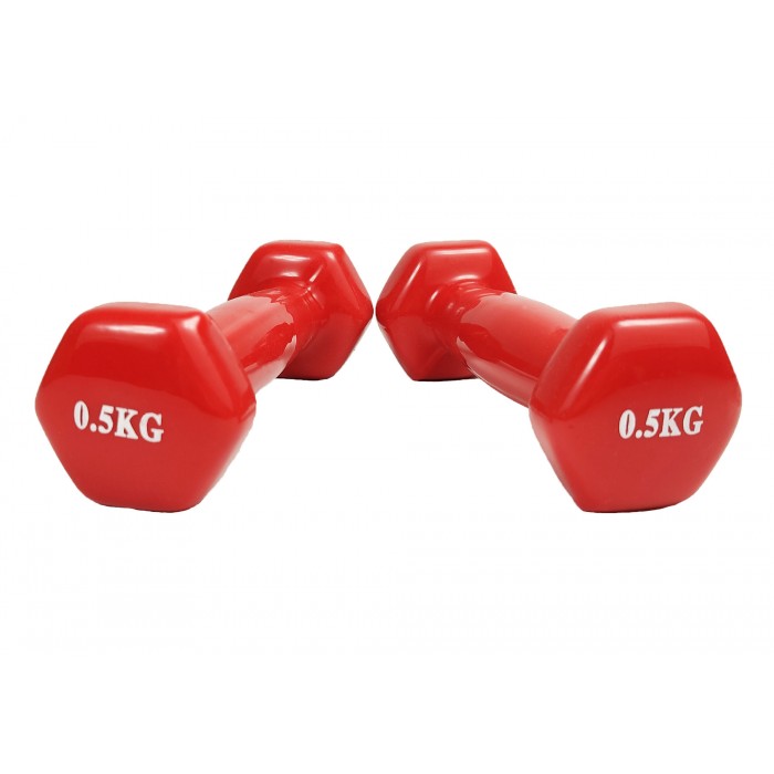 Гантель для фитнеса 0.5 кг 1шт EasyFit с виниловым покрытием красная