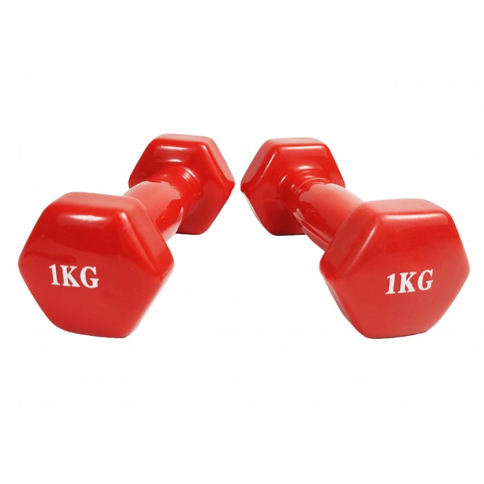 Гантель для фитнеса 1 кг 1шт EasyFit с виниловым покрытием красная