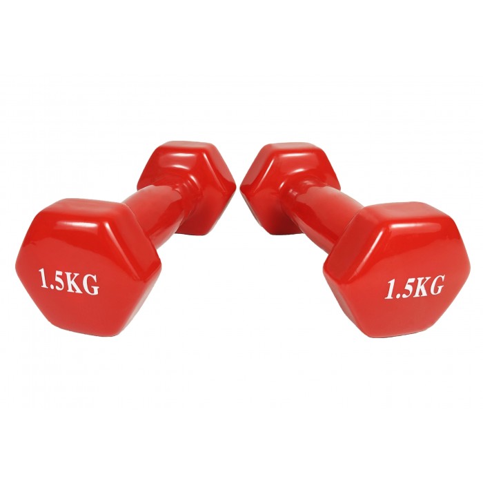 Гантель для фитнеса 1.5 кг 1шт EasyFit с виниловым покрытием красная