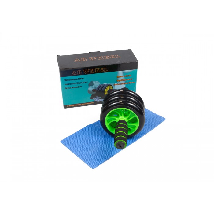 Ролик для пресса EasyFit с ковриком Зеленый (3 колеса)