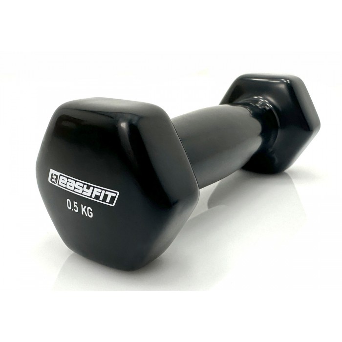 Гантель для фитнеса 0.5 кг 1шт EasyFit с виниловым покрытием черная