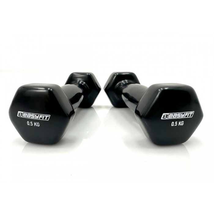 Гантель для фитнеса 0.5 кг 1шт EasyFit с виниловым покрытием черная