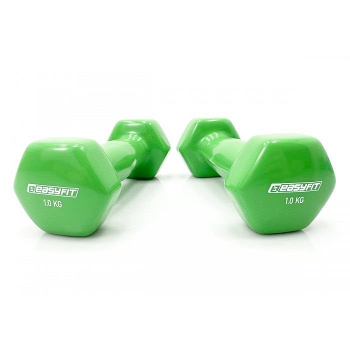 Гантель для фитнеса 1 кг 1шт EasyFit с виниловым покрытием салатовая
