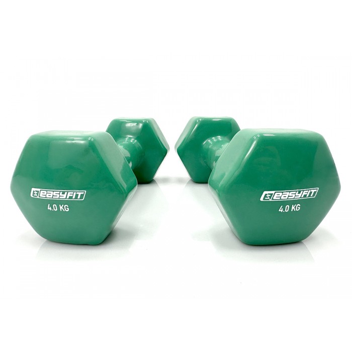 Гантель для фитнеса 4 кг 1шт EasyFit с виниловым покрытием зеленая