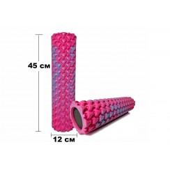 Массажный ролик EasyFit Plexus 45 см Розовый-голубой