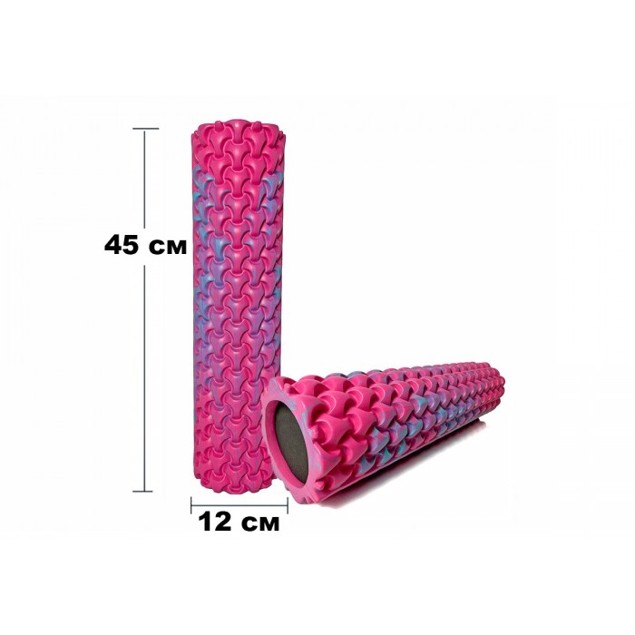 Массажный ролик EasyFit Plexus 45 см Розовый-голубой