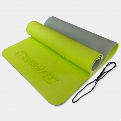Коврик для йоги и фитнеса EasyFit TPE+TC 6 мм двухслойный лимонный-серый
