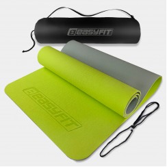 Коврик для йоги и фитнеса EasyFit TPE+TC 6 мм двухслойный + Чехол лимонный-серый