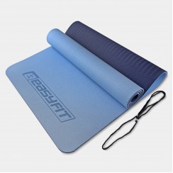 Коврик для йоги и фитнеса EasyFit TPE+TC 6 мм двухслойный голубой-синий