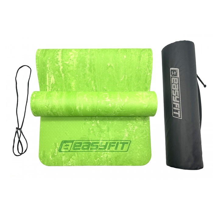 Килимок для йоги та фітнеса EasyFit PER Premium Mat 8 мм + Чохол салатовий