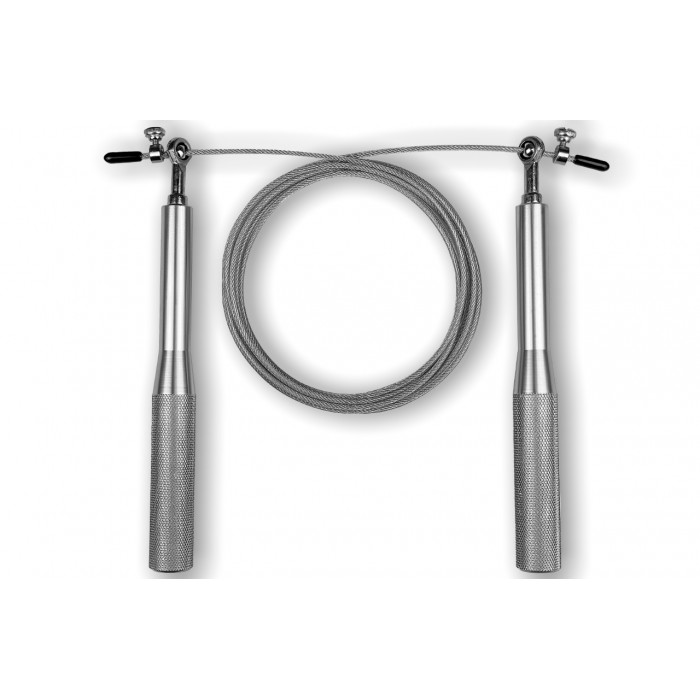 Скоростная скакалка EasyFit Aluminium со стальным тросом и алюминиевыми ручками серая