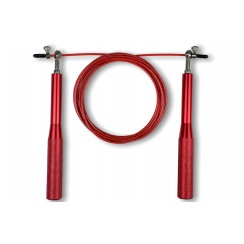 Скоростная скакалка EasyFit Aluminium со стальным тросом и алюминиевыми ручками красная