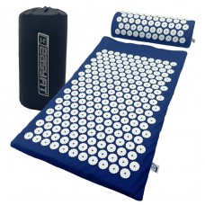 Массажный коврик Easyfit с подушкой (аппликатор Кузнецова) Синий с белым