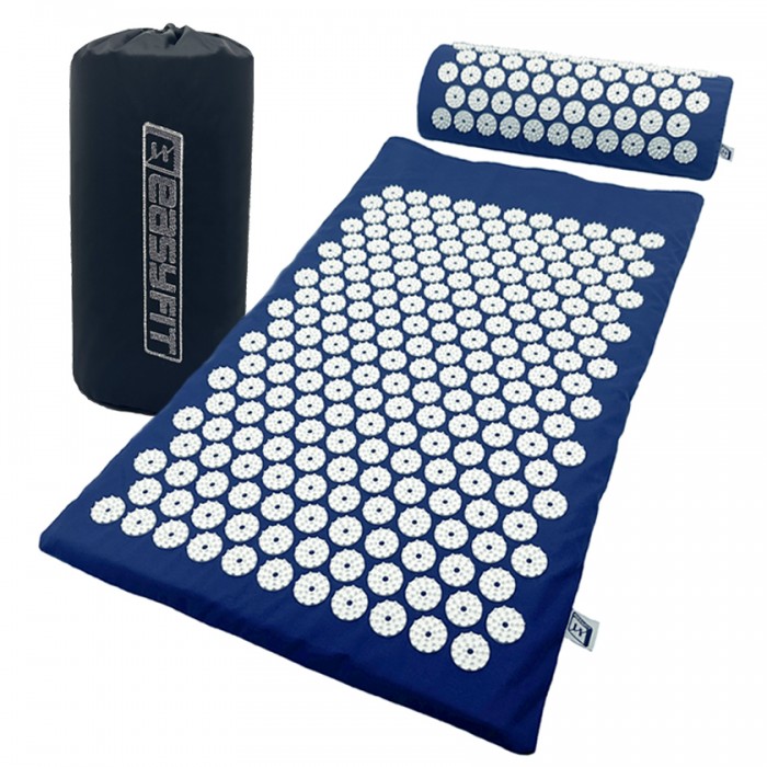 Массажный коврик Easyfit с подушкой (аппликатор Кузнецова) Синий с белым