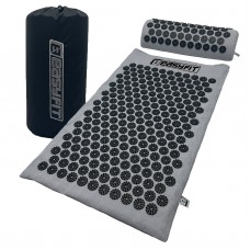 Массажный коврик Easyfit с подушкой (аппликатор Кузнецова) Серый с черным