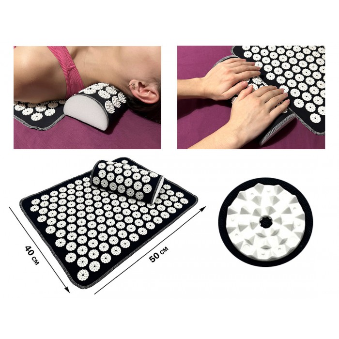 Массажный коврик EasyFit (компактный аппликатор-накидка Кузнецова) с подушкой