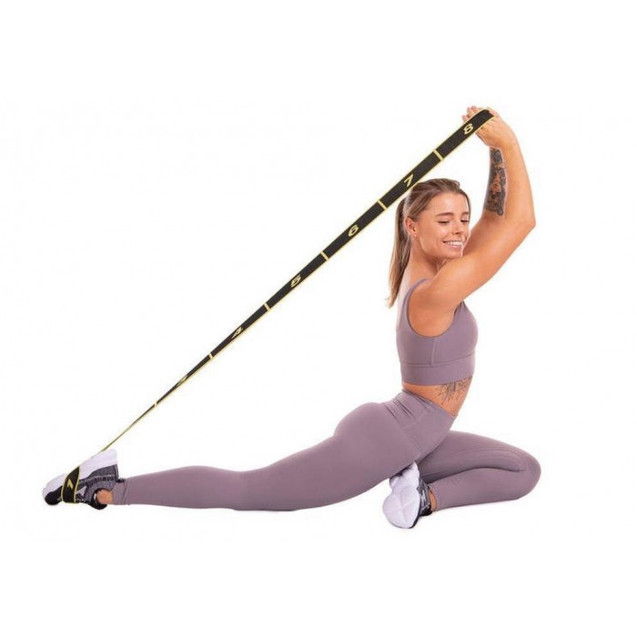 Эспандер ленточный EasyFit с петлями для тренировок желтый (MEDIUM)