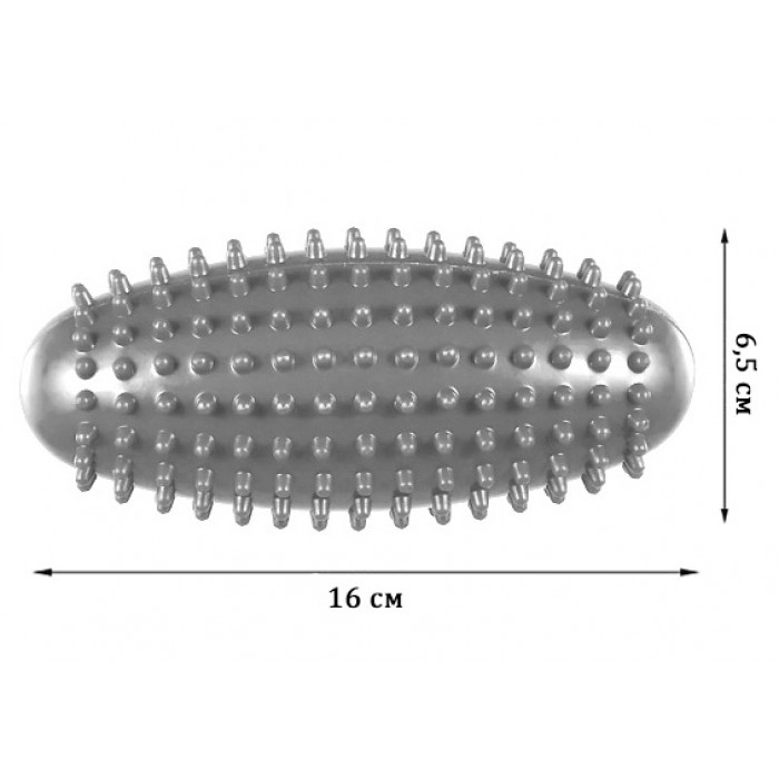 Масажный мяч огурец 16 x 6,5 см Almond EasyFit овальный з шипами серый