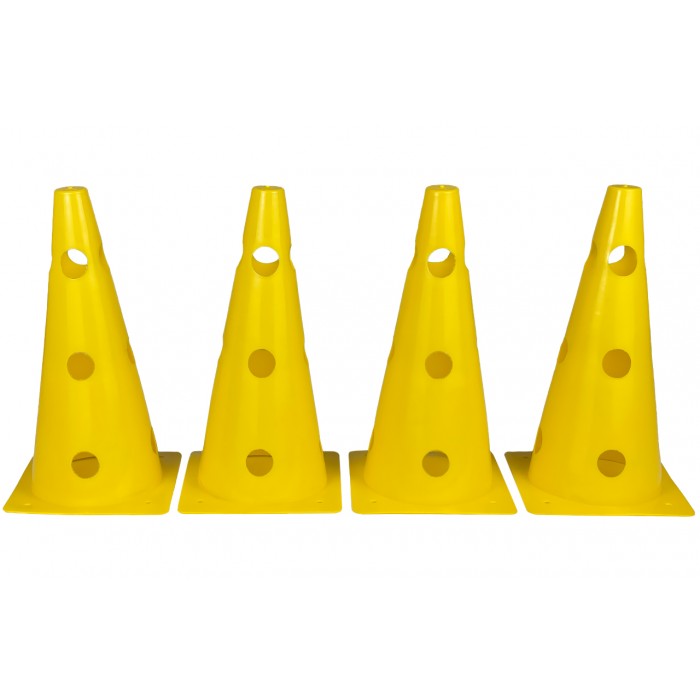 Конусы-фишки спортивные EasyFit 31 см (набор 4 штуки) желтые