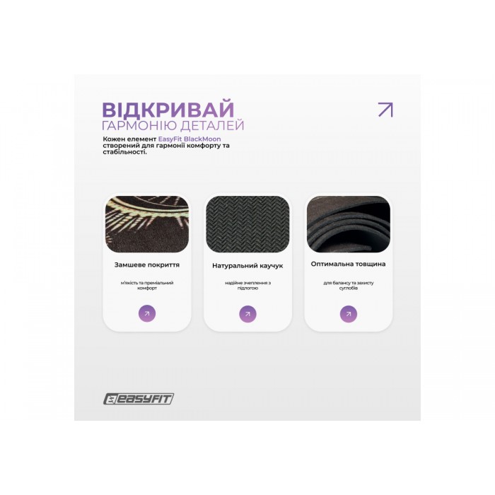 Килимок для йоги EasyFit BlackMoon 183 x 61 x 0.3 см (замша-каучук) чорний