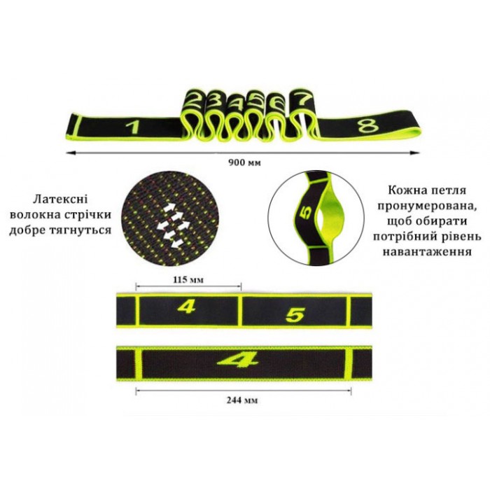 Еспандер стрічка EasyFit з петлями для тренувань жовтий (EASY)