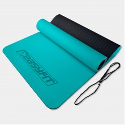 Килимок для йоги та фітнесу EasyFit TPE+TC 6 мм двошаровий м'ятний-чорний