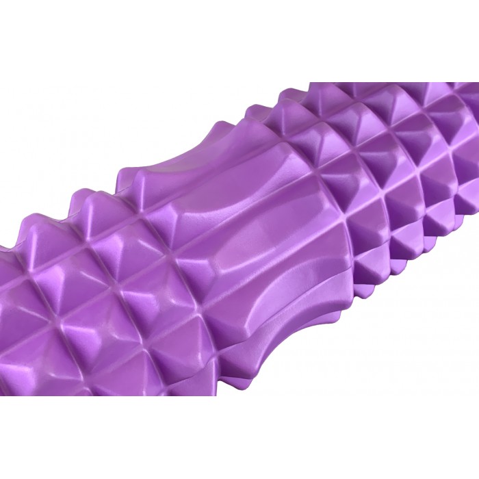 Массажный ролик EasyFit Grid Roller 33 см v.1.2 с заглушками с двух сторон (фиолетовый)