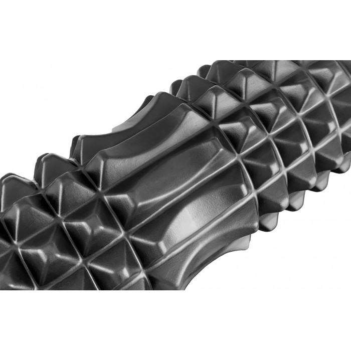 Массажный ролик EasyFit Grid Roller 33 см v.1.2 с заглушками с двух сторон (черный)