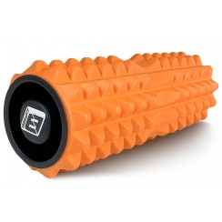 Массажный ролик EasyFit Grid Roller 33 см v.1.2 с заглушками с двух сторон (оранжевый)