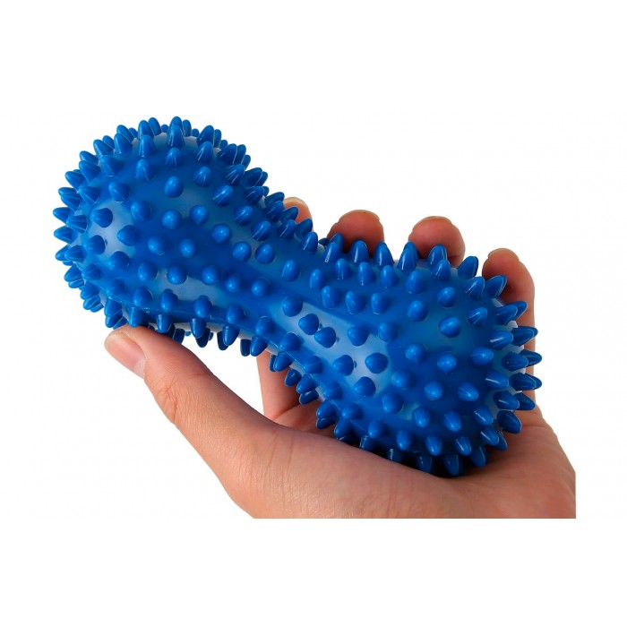 Массажный мячик двойной 6,5 х 16 см EasyFit Goober с шипами синий