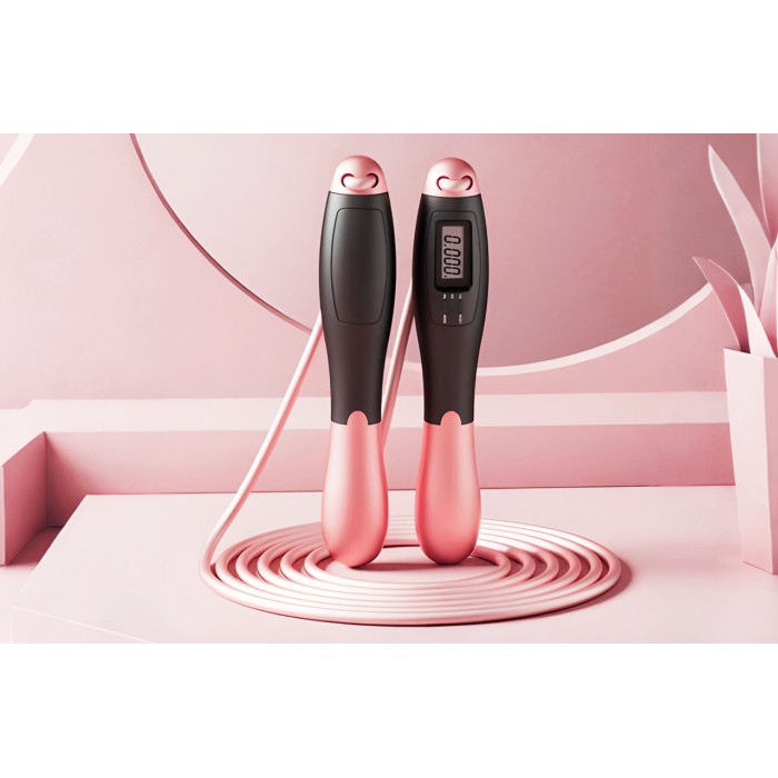 Скоростная скакалка со счетчиком EasyFit черный-розовый