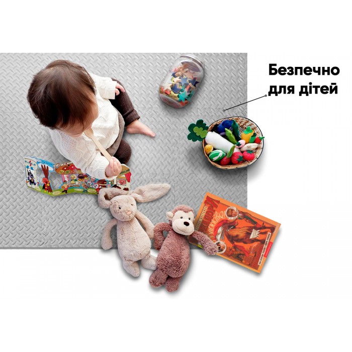 Татамі мат EasyFit SwallowTail 4 шт (60х60х1 см) пазл хвіст ластівки сірий