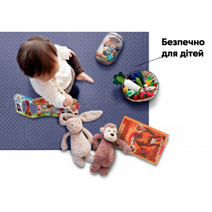 Татамі мат EasyFit SwallowTail 4 шт (60х60х1 см) пазл хвіст ластівки синій